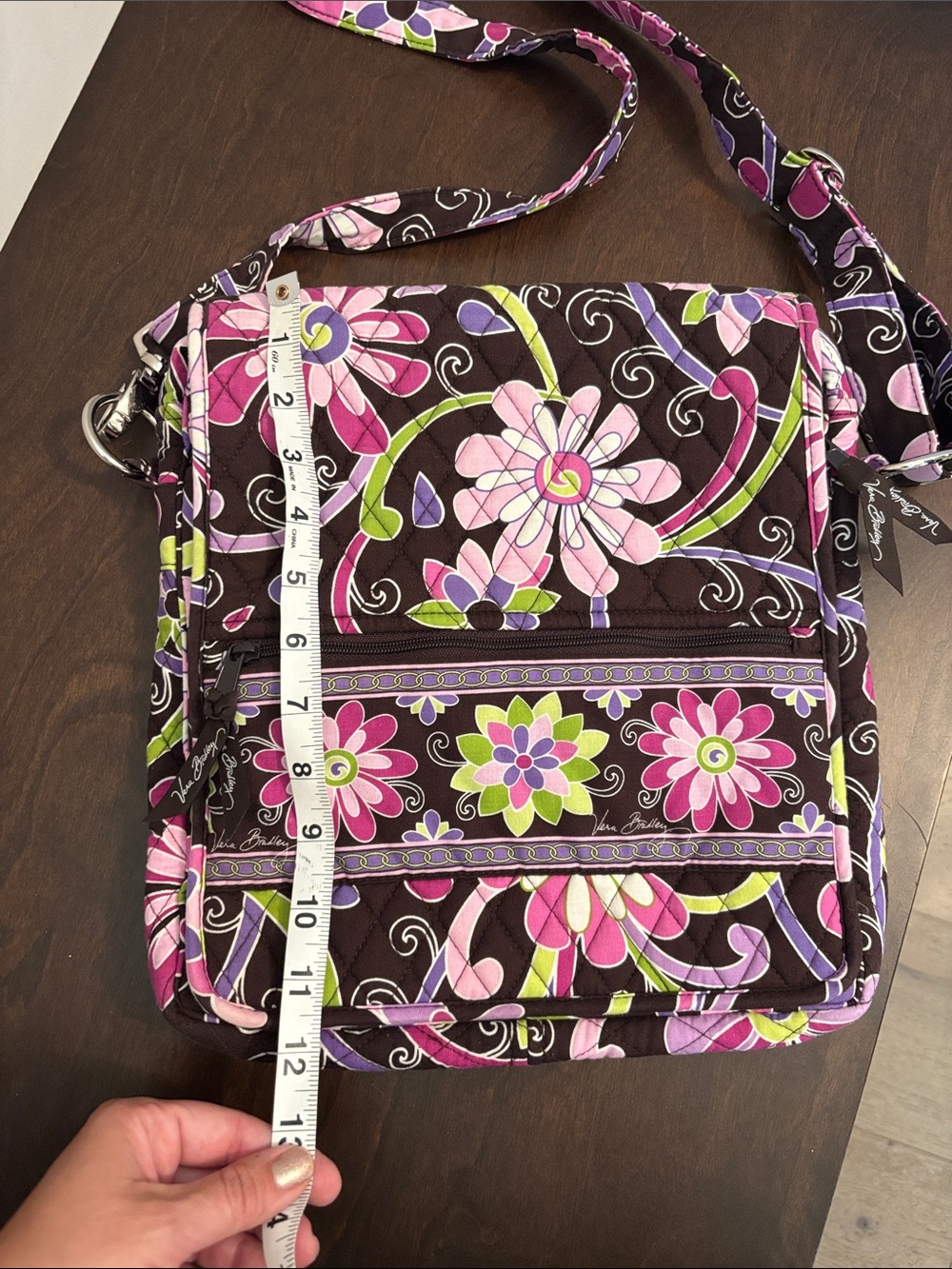 Vera Bradley Quilted Crossbody/mailbag in purple punch print - Picture 2 of 10
